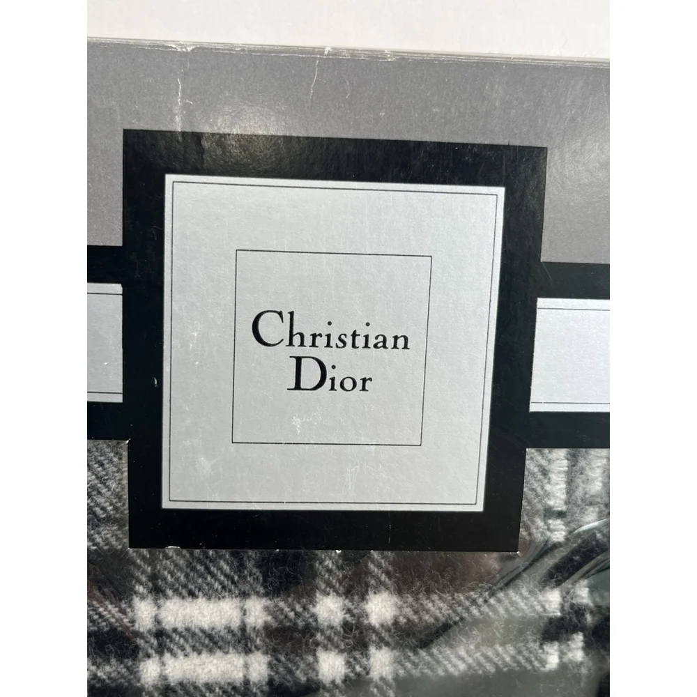 Christian Dior Scarf Mens Plaid Wool Muffler Boxed‎ Made in Britain 90s Vintage